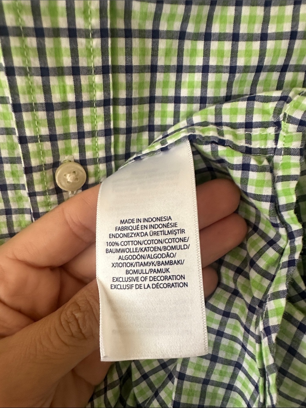Ralph Lauren Light Green and Navy Check Button-Down Shirt EUC - Picture 3 of 5